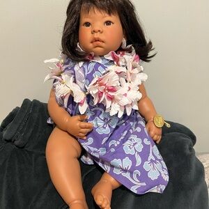Lee Middleton Hawaiian Floral Purple Dress Doll